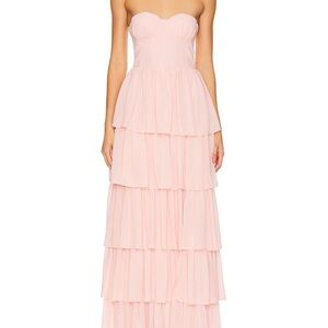 Lovers + Friends Hattie Blush Strapless Tiered Dress